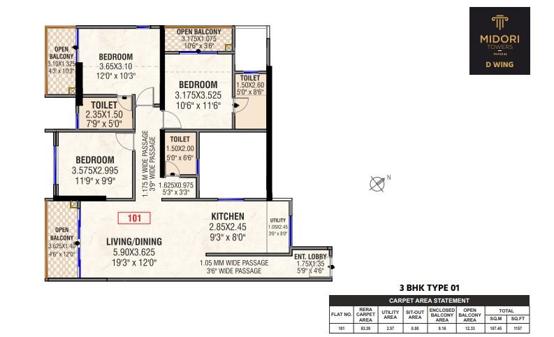 2 BHK-711 SqFt